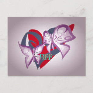 BFF Butterfly Postcard – Best Friends Heart Design