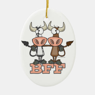 BFF cow best friends forever buddies Ceramic Tree Decoration