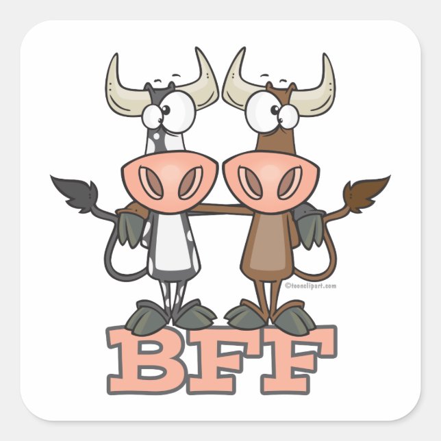 BFF cow best friends forever buddies Square Sticker (Front)