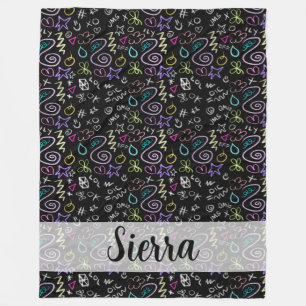 BFF Doodles - Faux Glitter Pattern Fleece Blanket