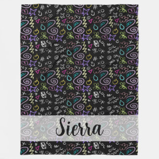 BFF Doodles - Faux Glitter Pattern Fleece Blanket