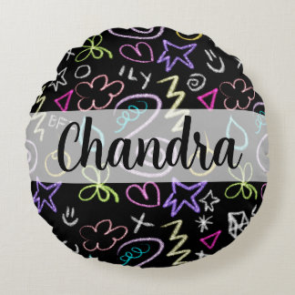 BFF Doodles - Faux Glitter Pattern Round Cushion