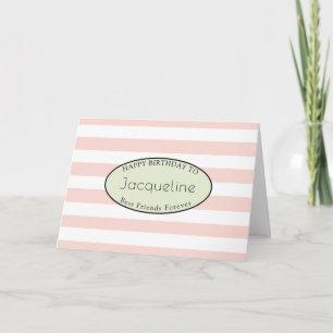 BFF Friend Birthday Pink Stripe Feminine Mint Card