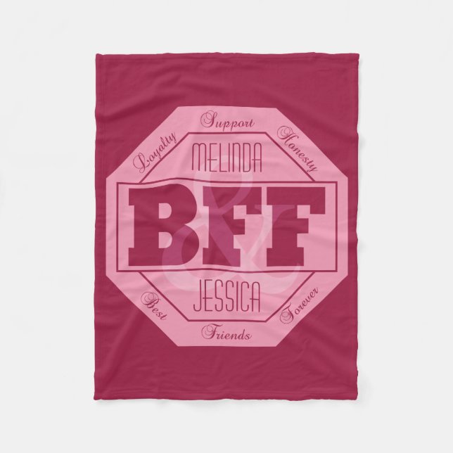 BFF Friendship - custom names - fleece blanket (Front)
