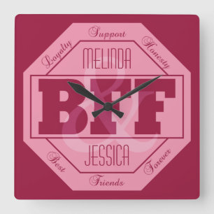 BFF Friendship - custom names - wall clock