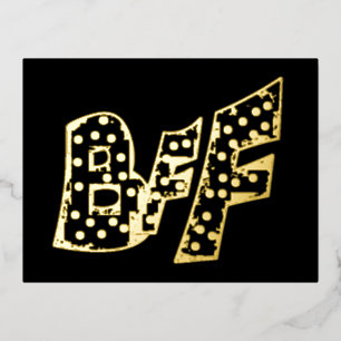 BFF Friendship Dots Gold Foil Postcard