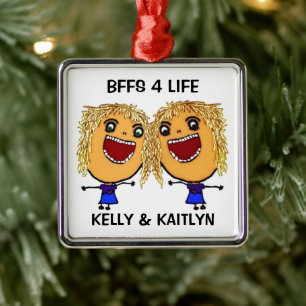 BFF Funny Cartoon For Blondes CUSTOM Metal Tree Decoration