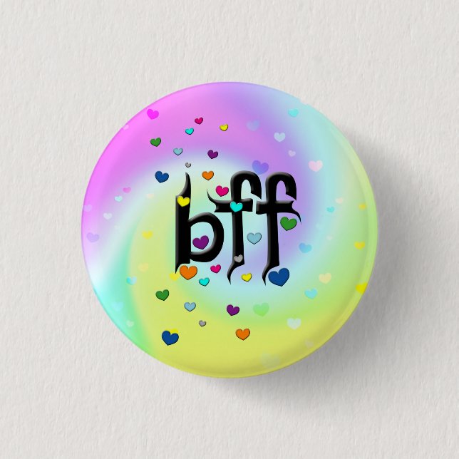bff ~ hearts 3 cm round badge (Front)