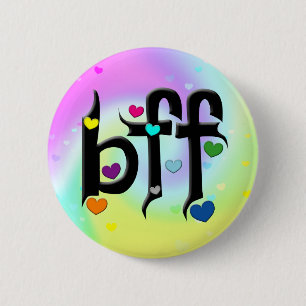 bff ~ hearts 6 cm round badge