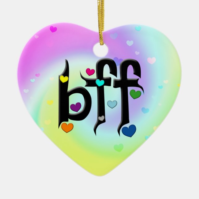 bff ~ hearts ceramic tree decoration (Front)