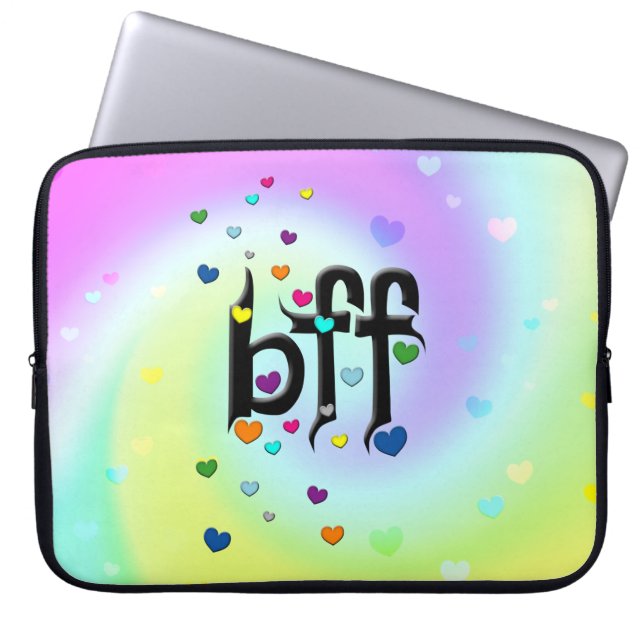 bff ~ hearts laptop sleeve (Front)