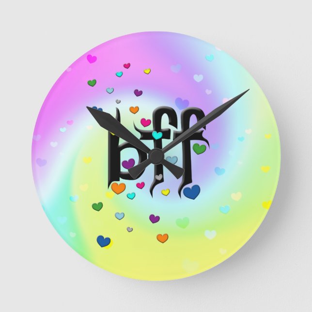 bff ~ hearts round clock (Front)