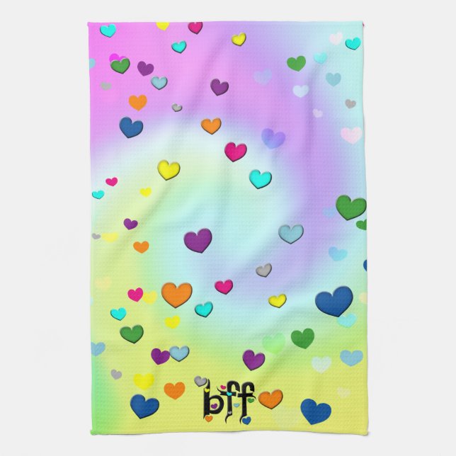 bff ~ hearts tea towel (Vertical)
