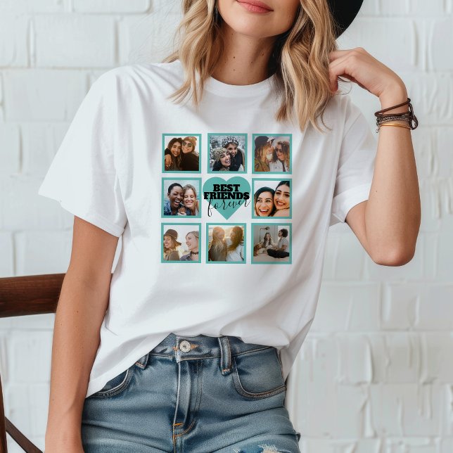 BFF Insta Photo Collage Teal Heart  T-Shirt (Creator Uploaded)