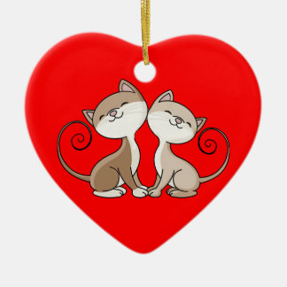 BFF Kitties with Curling Tails Ceramic Tree Decoration