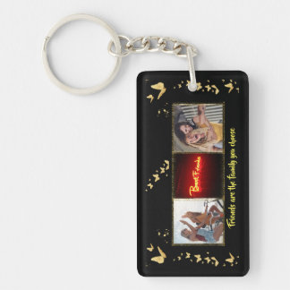 BFF photo black gold glitter Butterfly Keychain