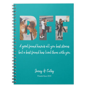 BFF Photo Collage Best Friend Forever Teal Green Notebook