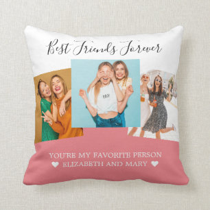 BFF Photo Collage Best Friends Personalized Pink Cushion