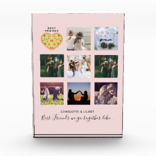 BFF Photo Collage Gifts Dusty Pink PIZZA Friends Block