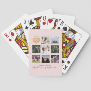 BFF Photo Collage Gifts Dusty Pink PIZZA Friends Playing Cards