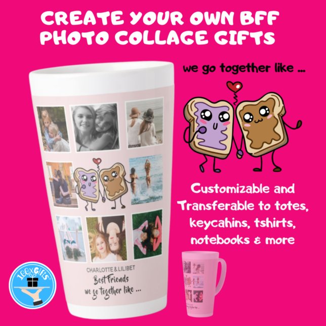 BFF Photo Collage gifts - We Go Together Like  Lat Latte Mug (Creator Uploaded)