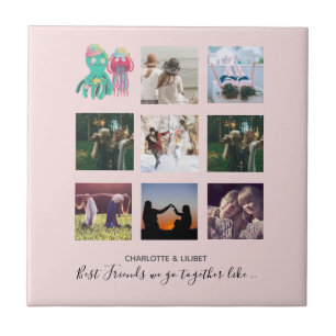 BFF Photo Collage Jellyfish Octopus Custom Gift Tile
