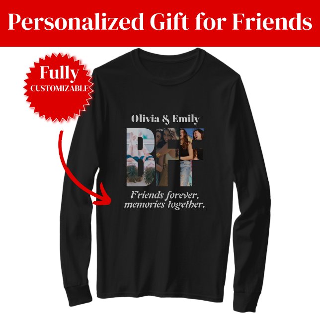 BFF Photo Collage Long Sleeve T-Shirt (BFF Photo Collage Long Sleeve T-Shirt Gift for Friend)