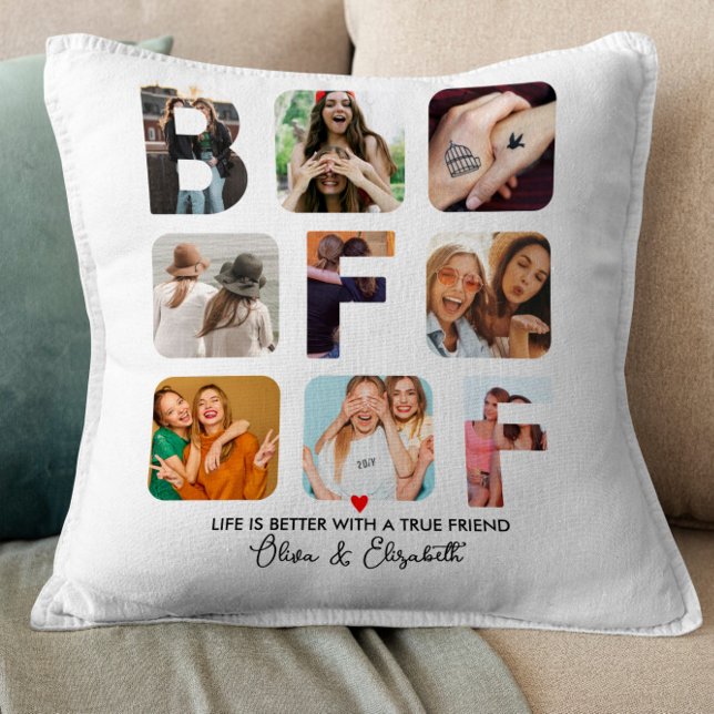 BFF Photo Collage Personalized Best Friends Bestie Cushion (Creator Uploaded)