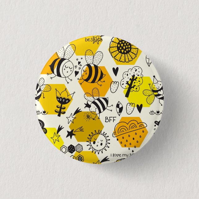BFF Queen Bee Gifts For Besties Save The Bees 3 Cm Round Badge (Front)