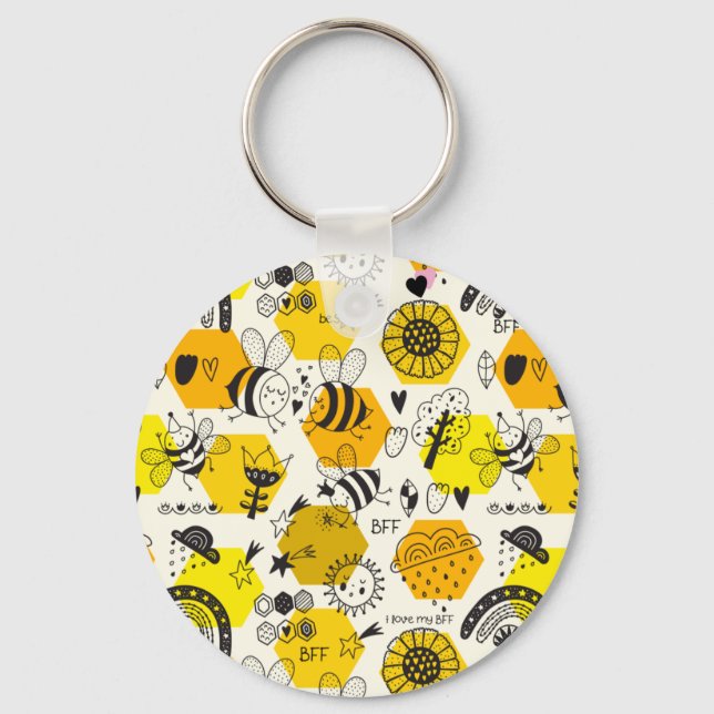 BFF Queen Bee Gifts For Besties Save The Bees Key Ring (Front)