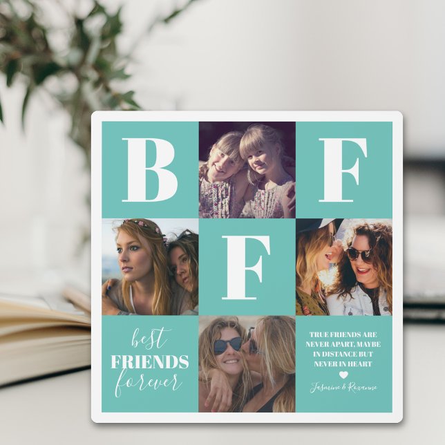 BFF Teal Besties Photo Collage Plaque (Creator Uploaded)