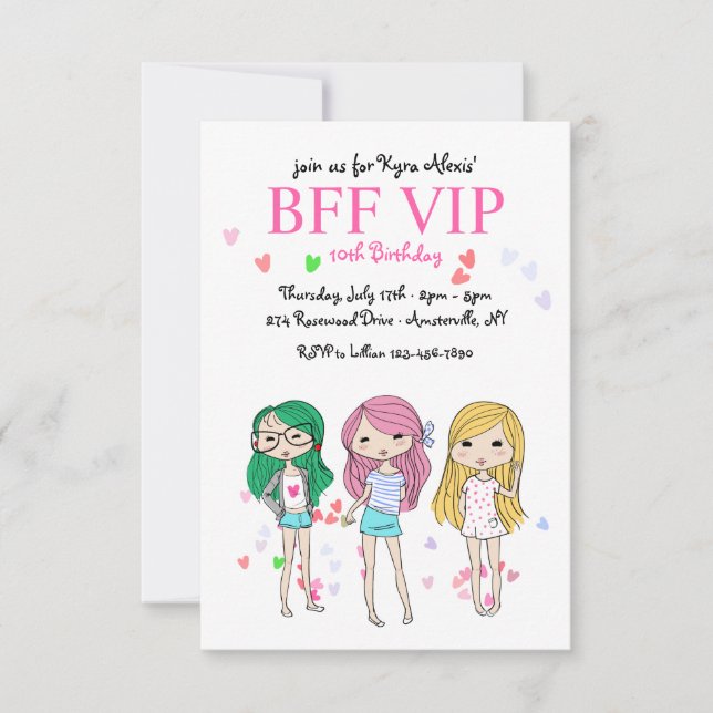BFF VIP Birthday Party Invitation (Front)