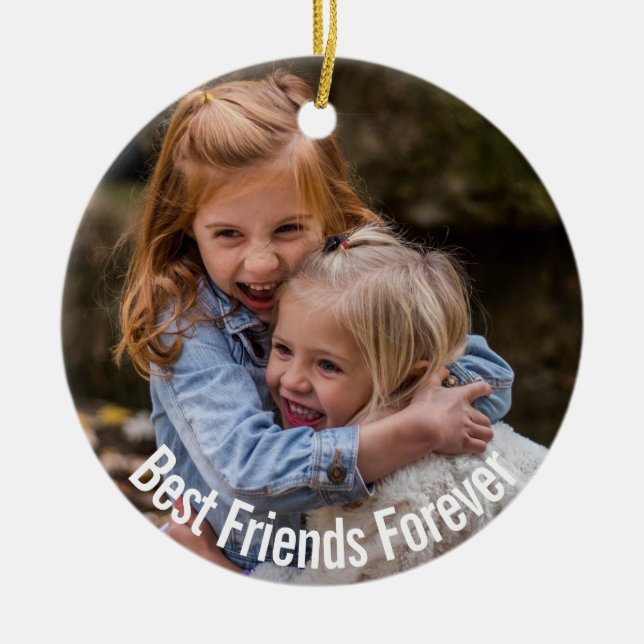BFF With Your Photo Ceramic Tree Decoration (Front)