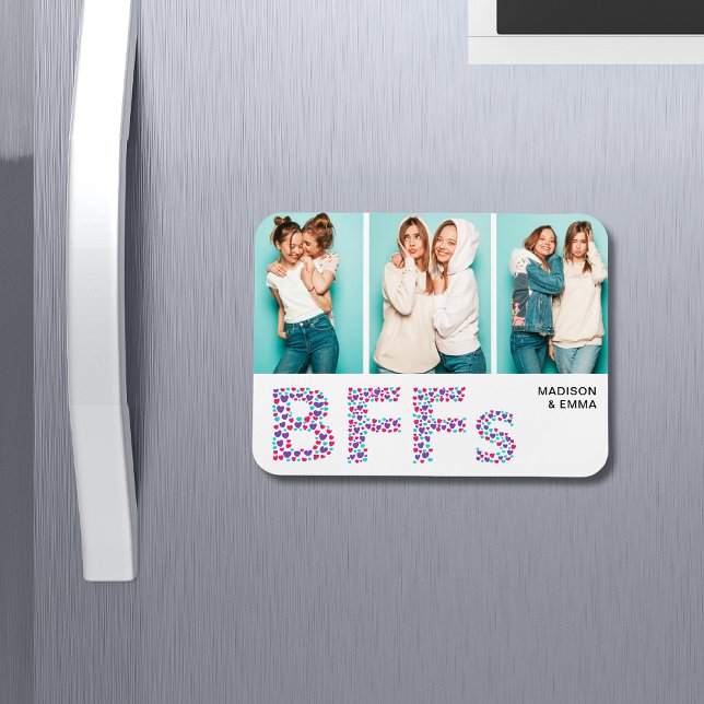 BFFs Best Friends Photo Personalised Name Girly Magnet (Creator Uploaded)
