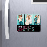 BFFs Best Friends Photo Personalized Name Girly Magnet<br><div class="desc">This design features a modern BFF text made of girly hearts and three photo jigsaw puzzle with your personalized names. Celebrate your friendship with your best friends with this gorgeous gift. Add your own photos and edit the names in the text boxes provided #puzzle #jigsaw #jigsawpuzzles #games #fun #gift #gifts...</div>