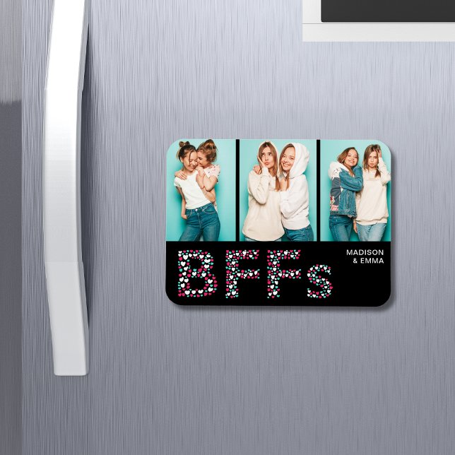 BFFs Best Friends Photo Personalized Name Girly Magnet (Creator Uploaded)