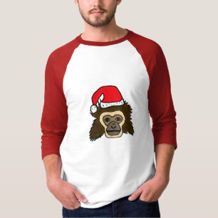 BG- Funny Gibbon Monkey with Santa Hat Shirt