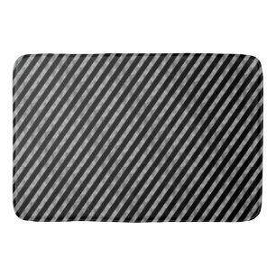 BG Stripes Pattern black silver + your idea Bath Mat