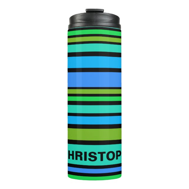 BG Stripes Pattern coloured II + your back & idea Thermal Tumbler (Front)