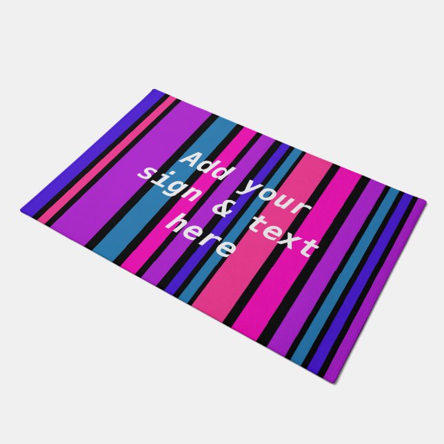 BG Stripes Pattern coloured III + your back & idea Doormat (Angled)