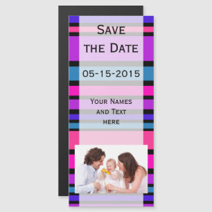 BG Stripes Pattern coloured III + your background Magnetic Invitation