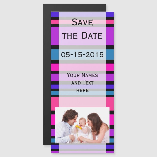 BG Stripes Pattern coloured III + your background Magnetic Invitation (Front/Back)