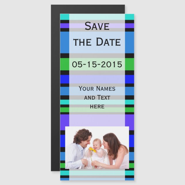 BG Stripes Pattern coloured IV + your background Magnetic Invitation (Front/Back)