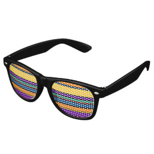 BG Stripes Pattern coloured IX + your background Retro Sunglasses