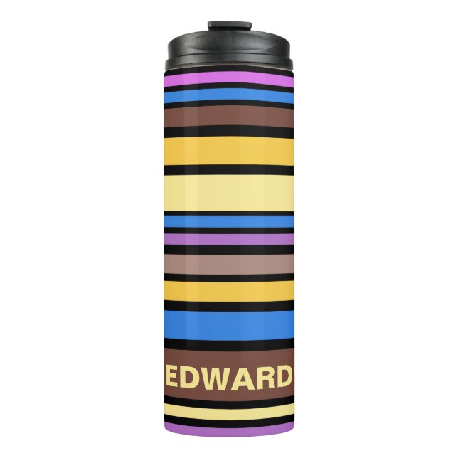 BG Stripes Pattern coloured VI + your back & idea Thermal Tumbler (Front)