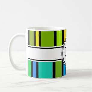 BG Stripes Pattern coloured + your text & back. Coffee Mug