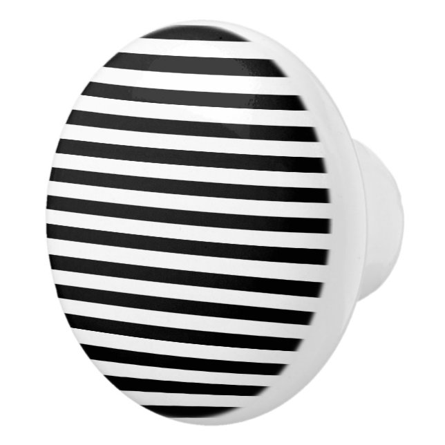 BG Stripes Pattern narrow black + your background Ceramic Knob (Right)
