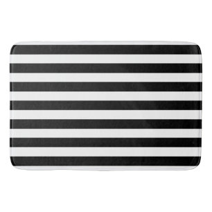 BG Stripes Pattern wide black + your backg. & idea Bath Mat