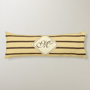 BG Stripes Pattern wride beige + your monogram Body Cushion
