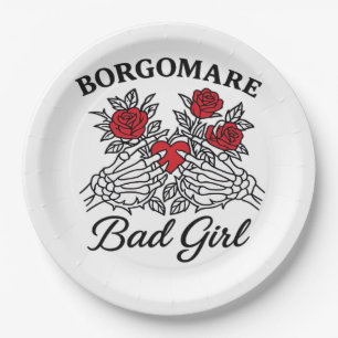 Bgm Bad Girl II Skeleton Heart Hands Edgy Vibe Paper Plate
